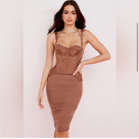 ❌SOLD❌House of CB Talya Toffee Corset Midi Dress - Picture 5 of 15